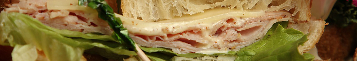 Eating Deli Sandwich at Wallys Deli restaurant in New York, NY.
